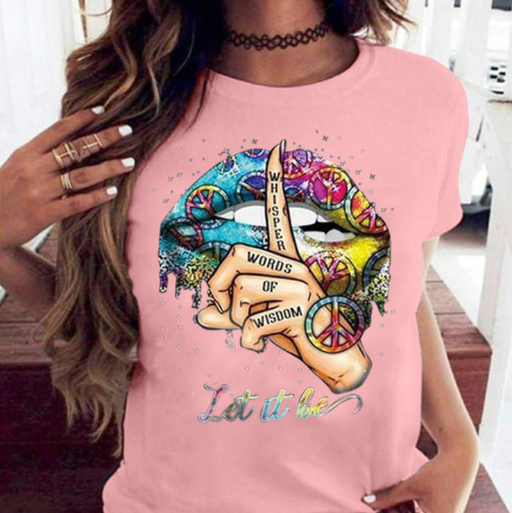 Watercolor Lips Graphic Tee – Women's Fashion Top