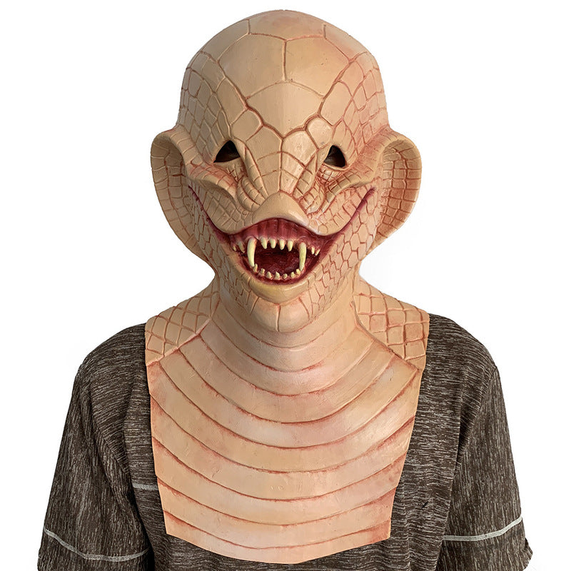 Lizard Man Basilisk Mask – Realistic Scaled Full Face Latex Reptile Headpiece, Unisex Adult Horror Costume