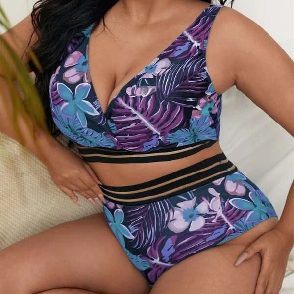 High waist split plus size bikini ladies