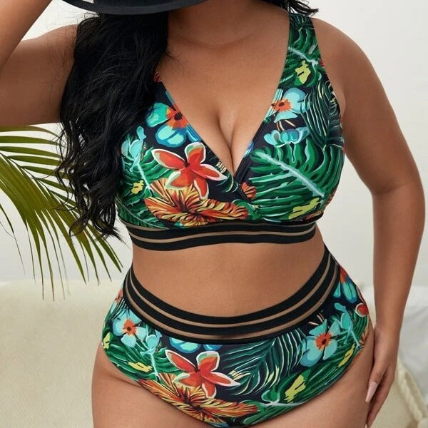 High waist split plus size bikini ladies