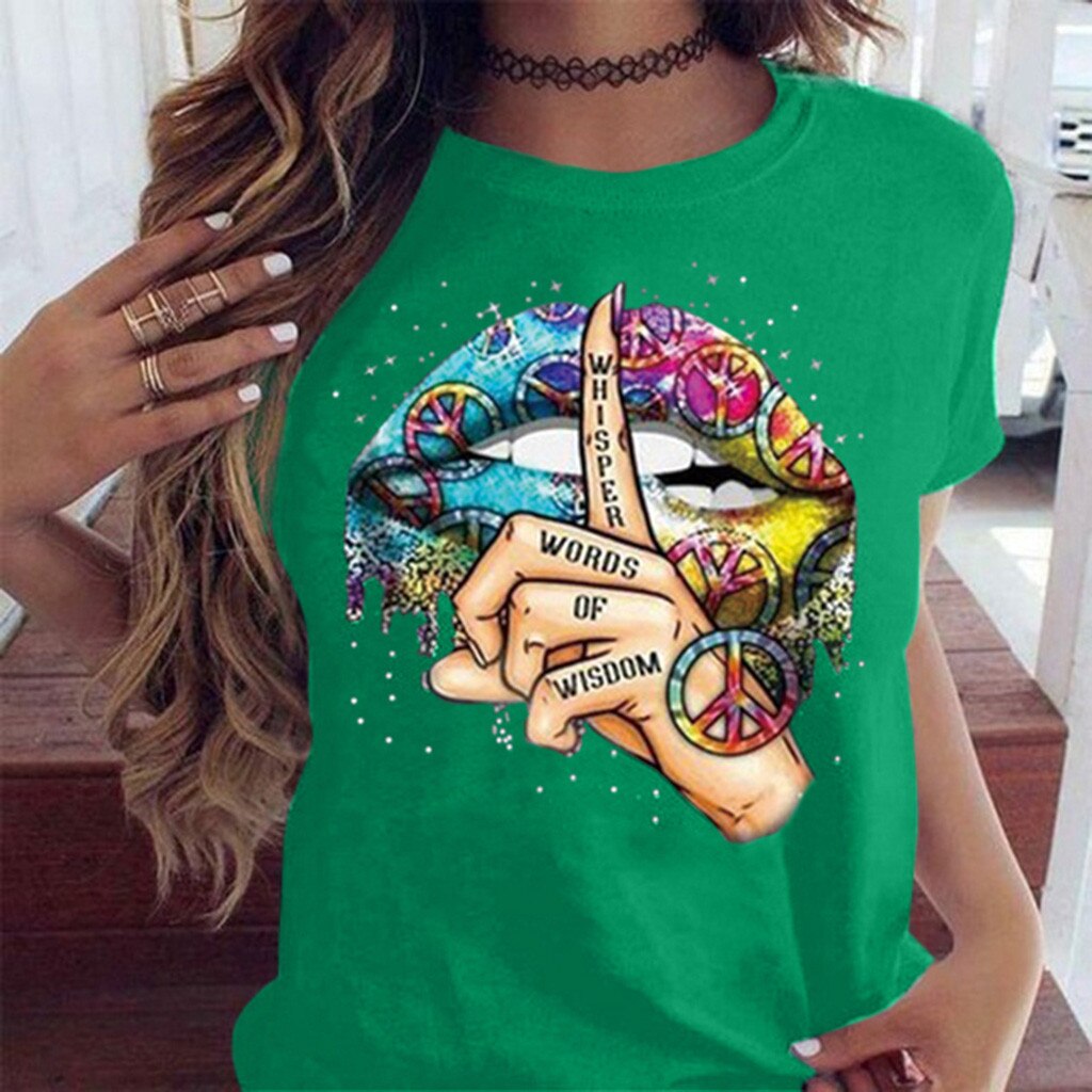 Watercolor Lips Graphic Tee – Women's Fashion Top