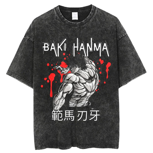 Grappler Baki Anime Vintage Washed Tee – Unisex Graphic Tee