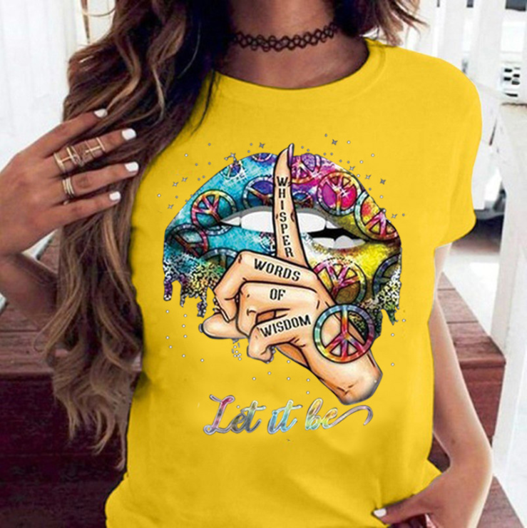 Watercolor Lips Graphic Tee – Women's Fashion Top