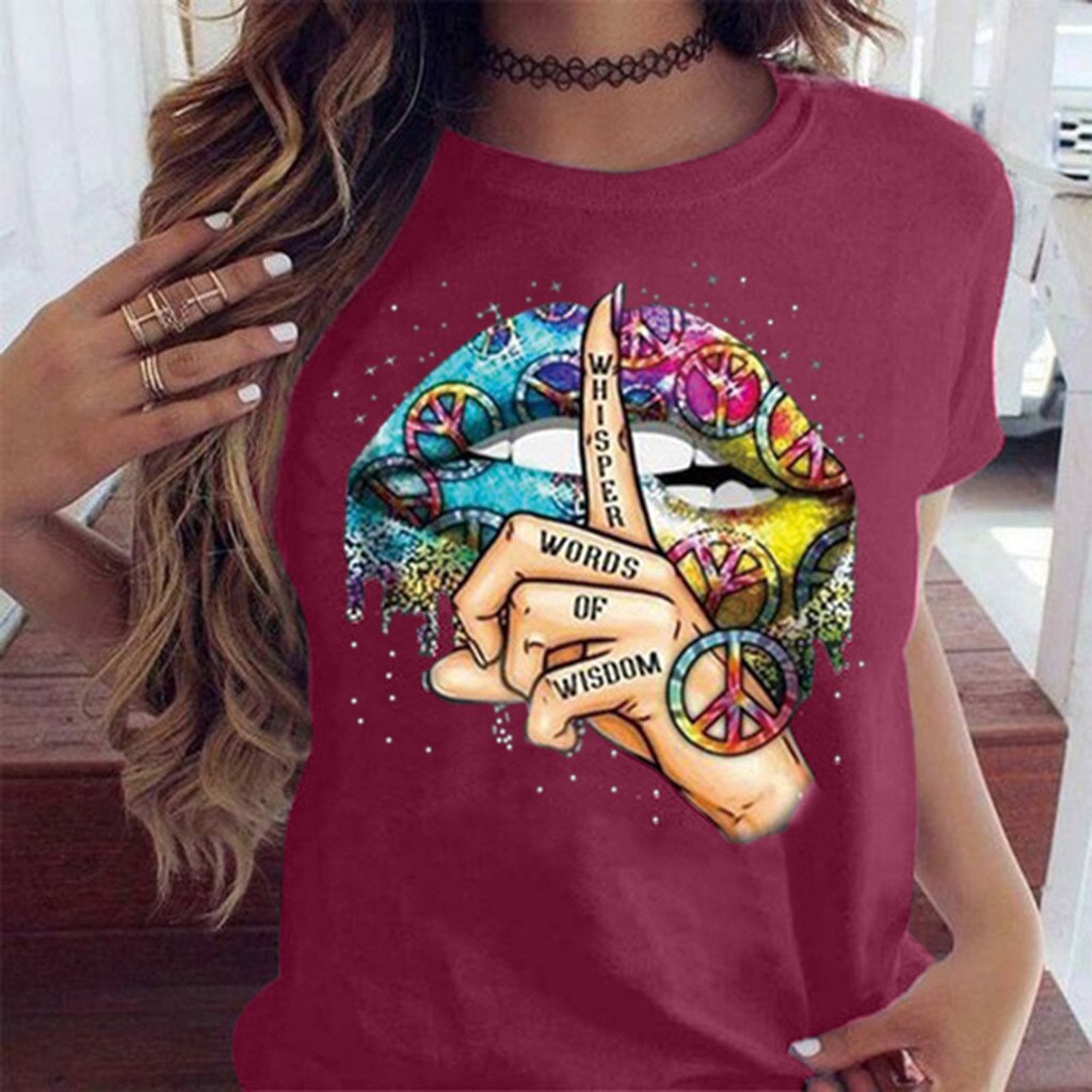 Watercolor Lips Graphic Tee – Women's Fashion Top
