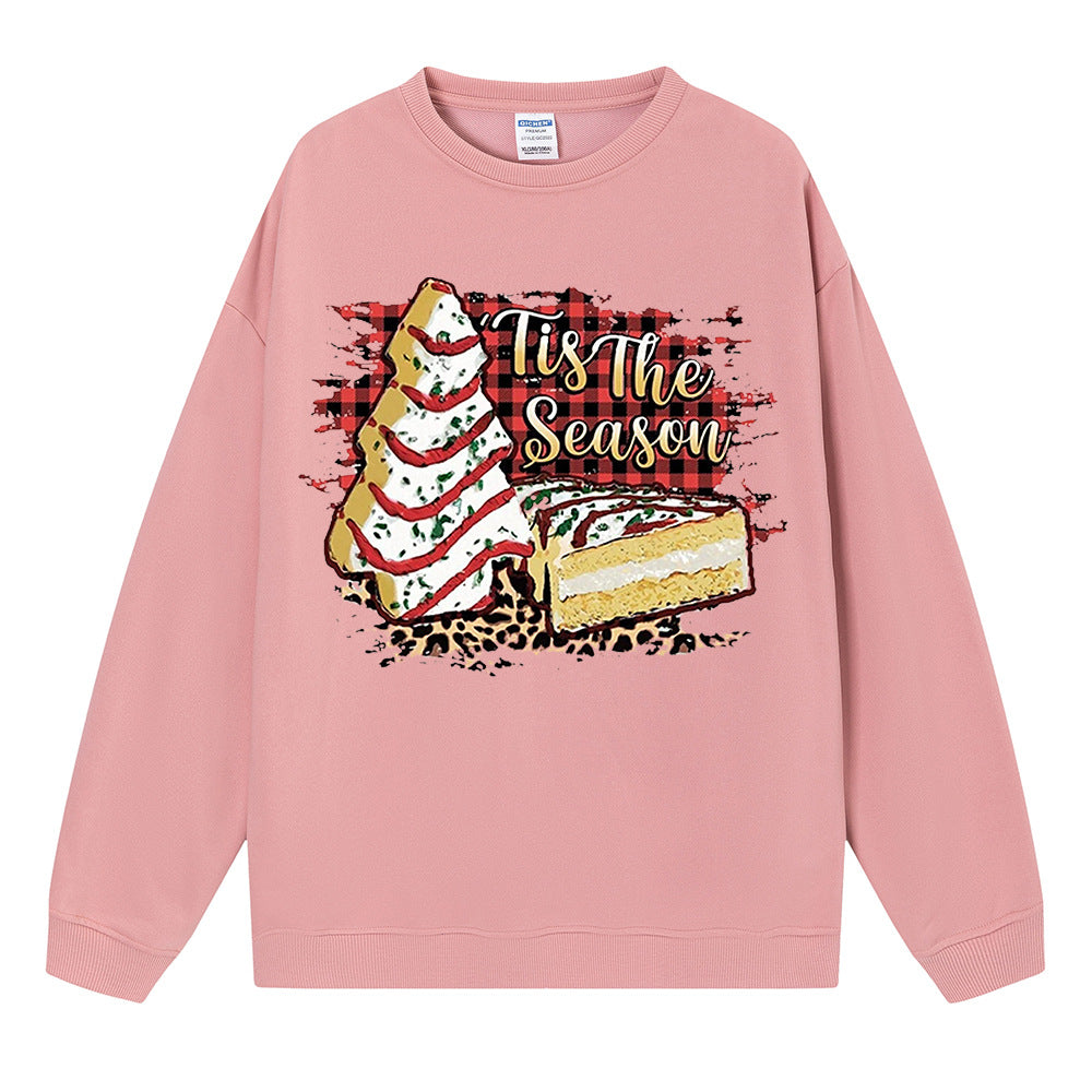 Cake print Christmas hoodie for ladies