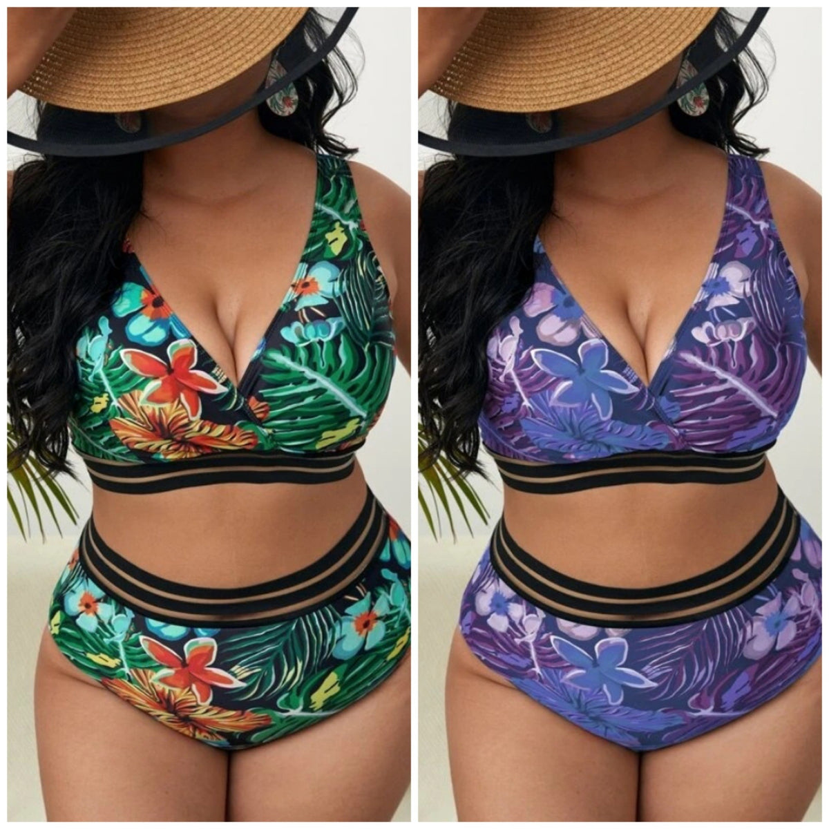 High waist split plus size bikini ladies