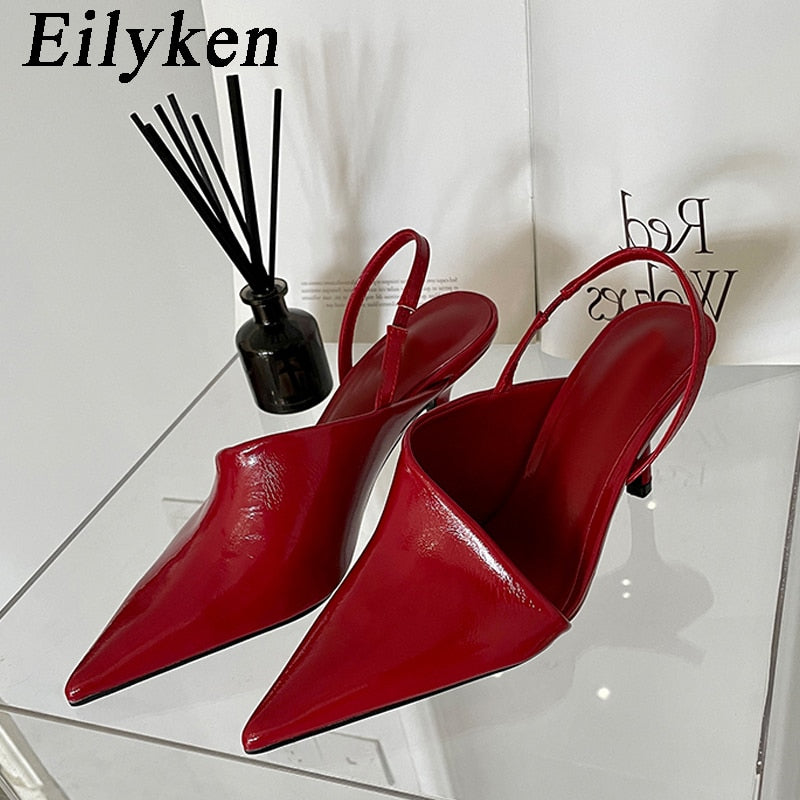Spring New Women Slingback Pumps Sandals Pointed Toe Slip On Thin High Heel Ladies Elegant Shoes Sanda