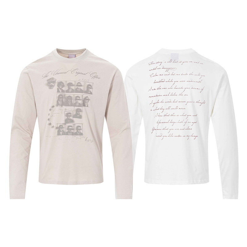 Vintage portrait vintage photo printed long sleeved T-shirt