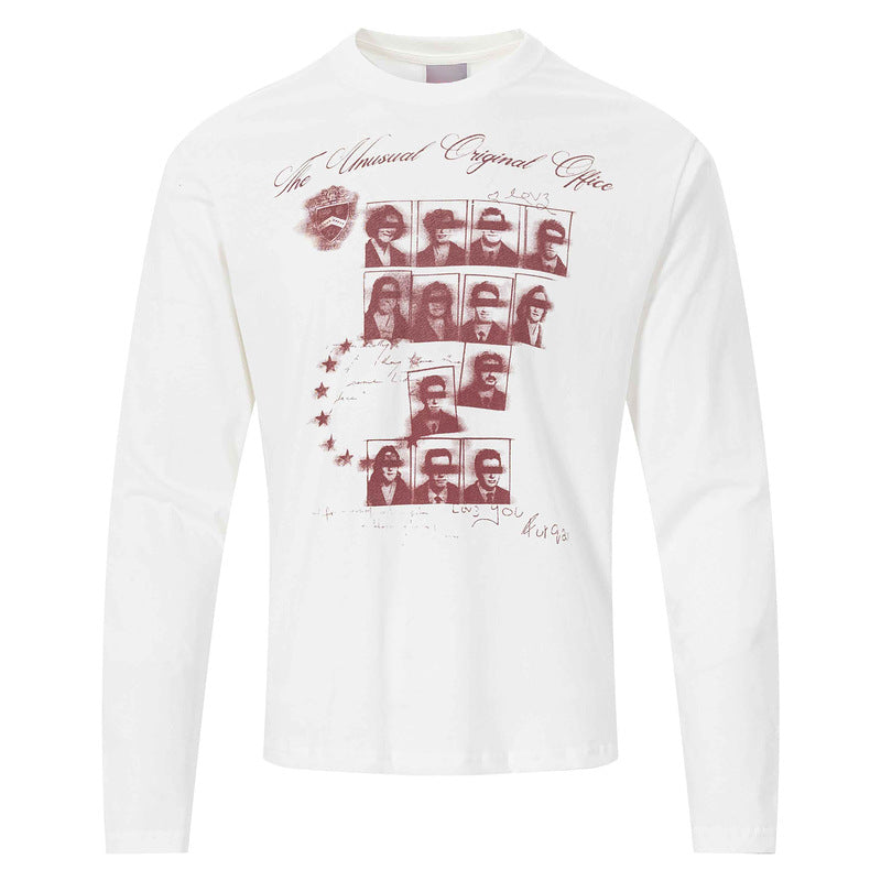 Vintage portrait vintage photo printed long sleeved T-shirt