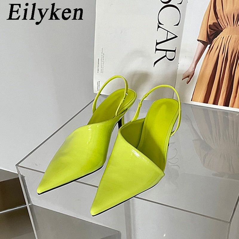 Spring New Women Slingback Pumps Sandals Pointed Toe Slip On Thin High Heel Ladies Elegant Shoes Sanda