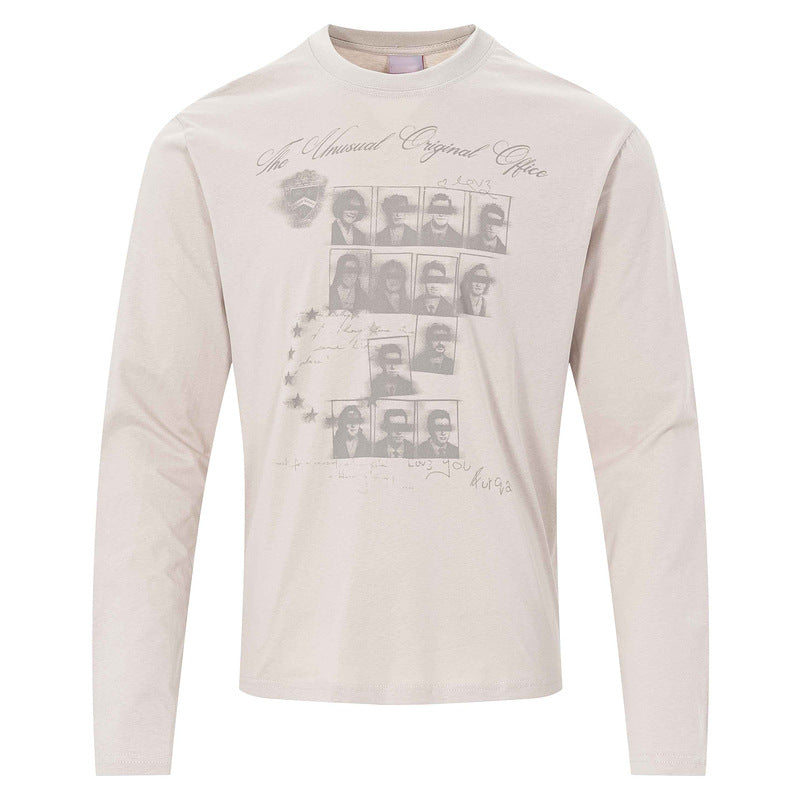 Vintage portrait vintage photo printed long sleeved T-shirt