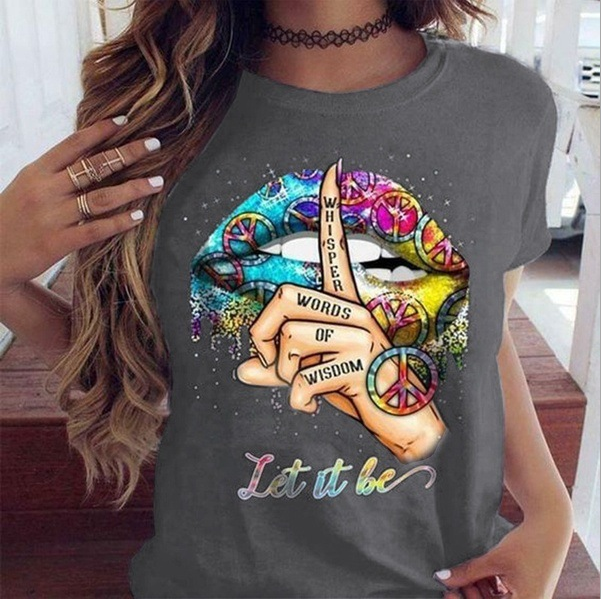 Watercolor Lips Graphic Tee – Women's Fashion Top
