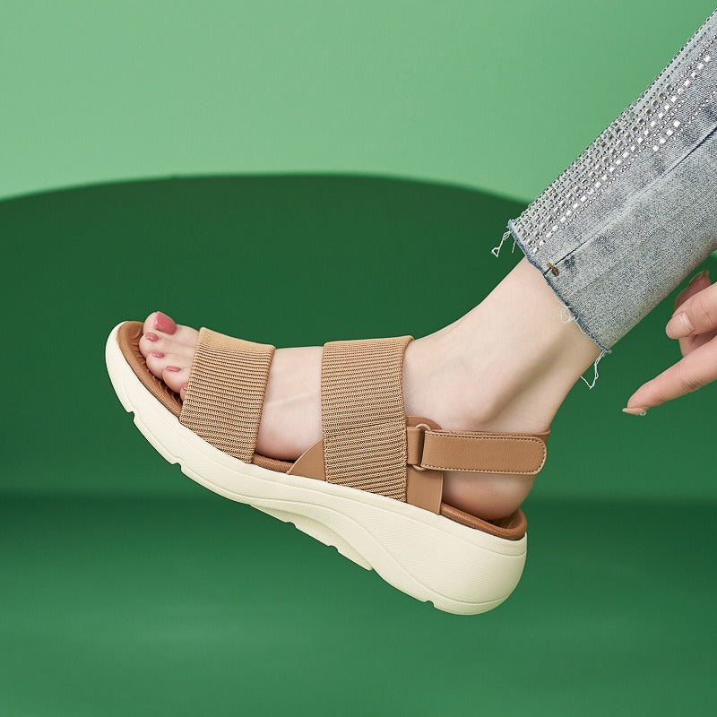 Womens Platform Sandals Ankle Strap Comfy Summer Peep Toe Shoes Summer Sandals Women Non-slip Wear-resistant Retro Ladies Shoes
