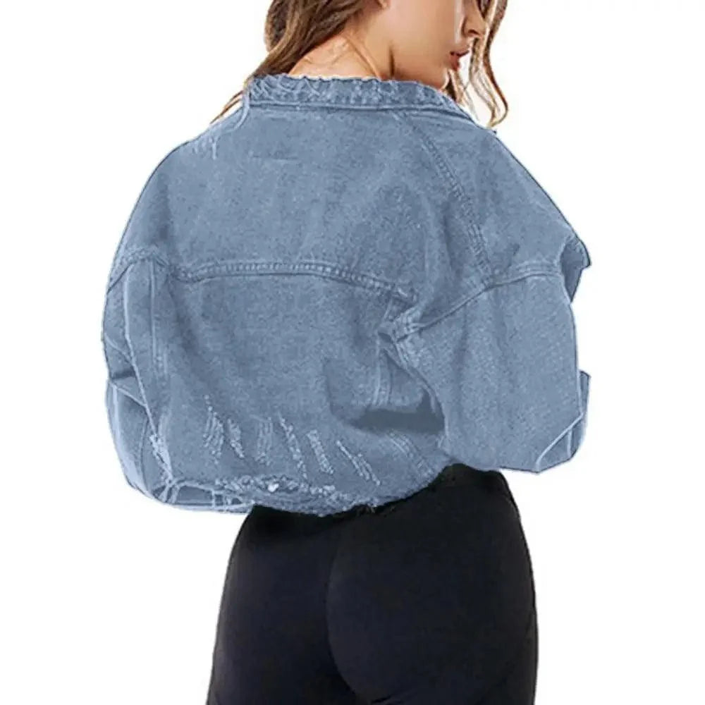 Vintage Ripped Puff Sleeve Denim Jacket – Women's Streetwear