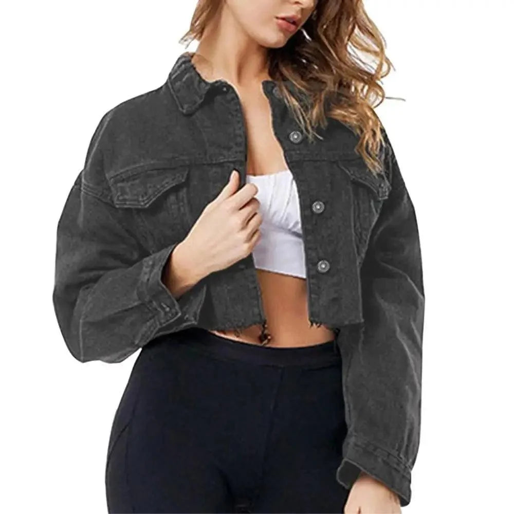 Vintage Ripped Puff Sleeve Denim Jacket – Women's Streetwear