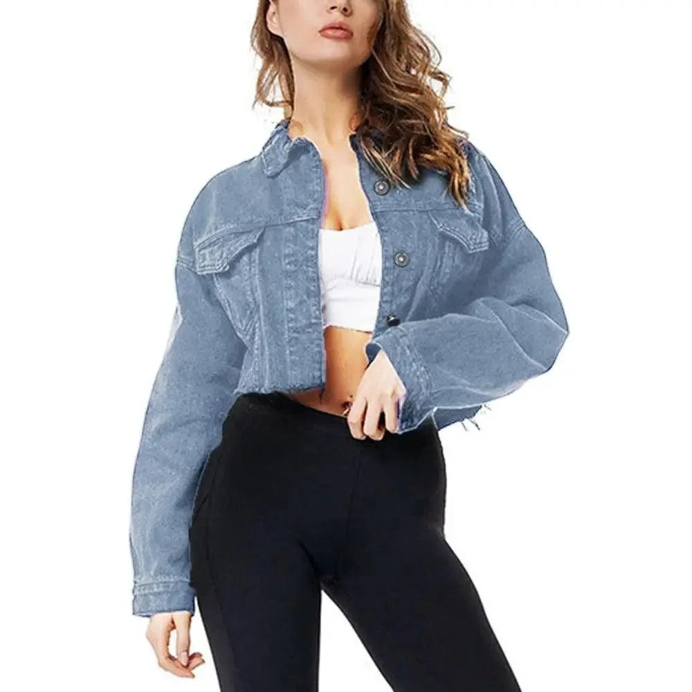 Vintage Ripped Puff Sleeve Denim Jacket – Women's Streetwear