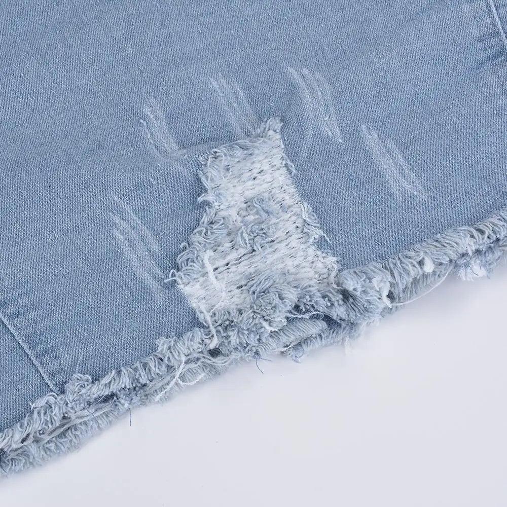 Vintage Ripped Puff Sleeve Denim Jacket – Women's Streetwear