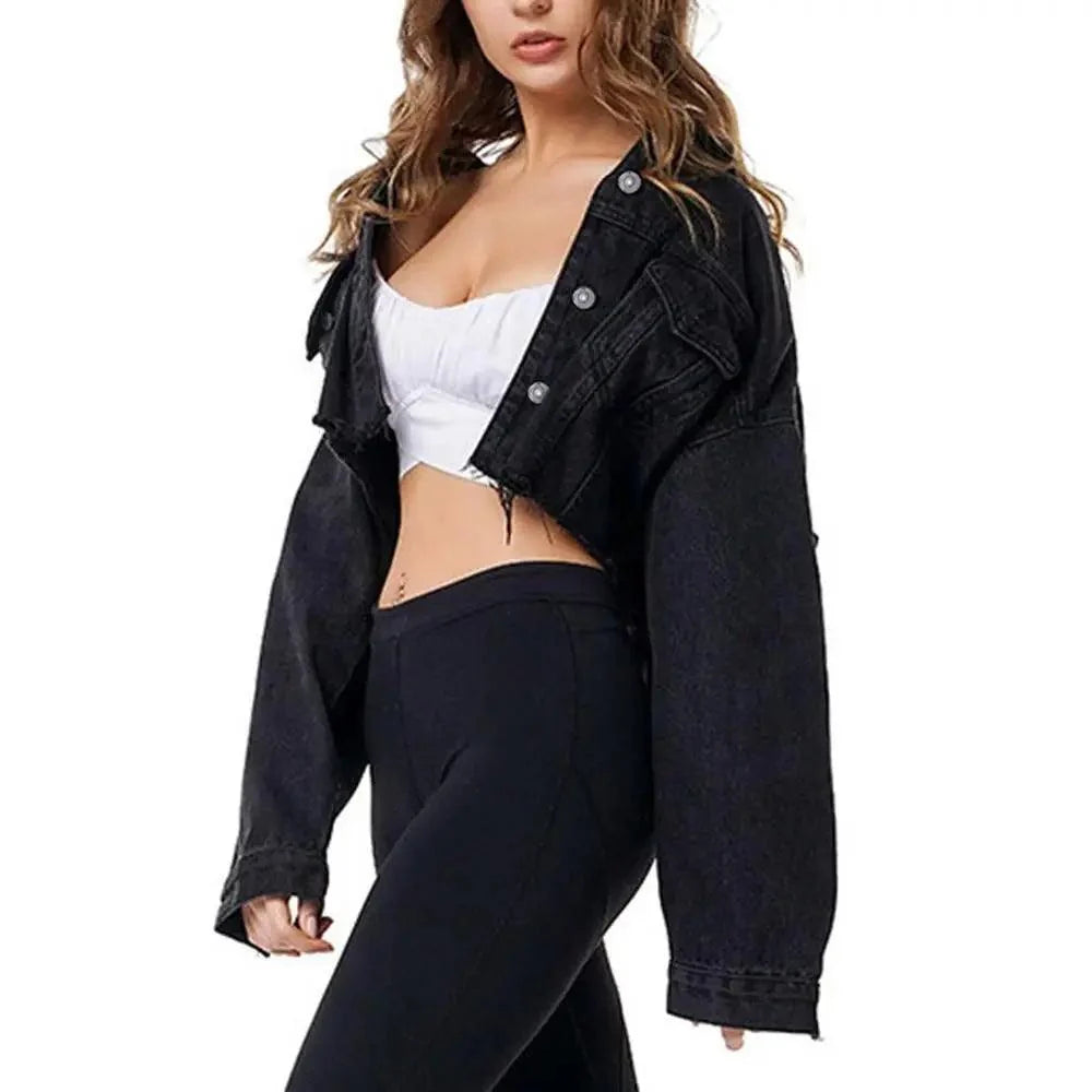 Vintage Ripped Puff Sleeve Denim Jacket – Women's Streetwear