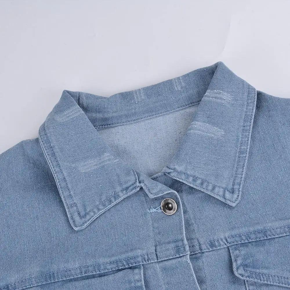 Vintage Ripped Puff Sleeve Denim Jacket – Women's Streetwear