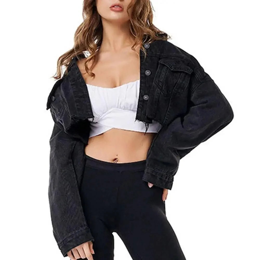 Vintage Ripped Puff Sleeve Denim Jacket – Women's Streetwear