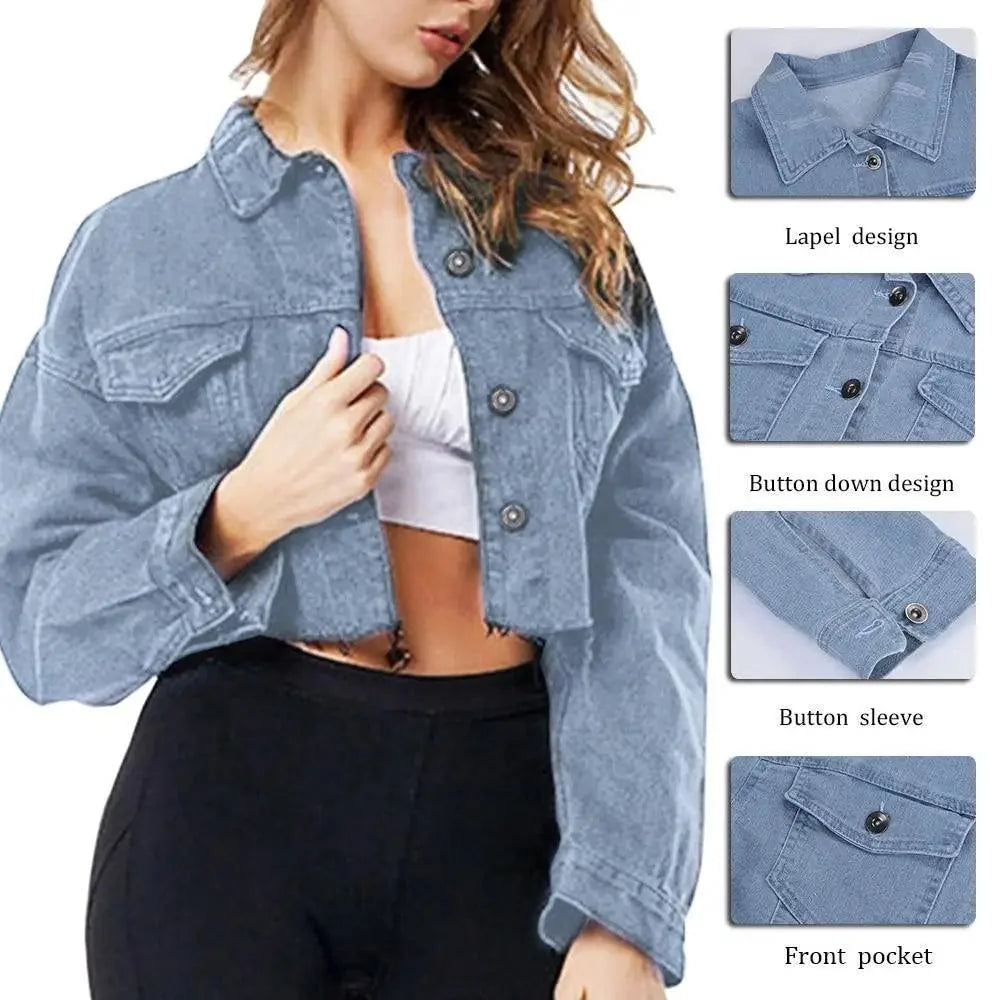 Vintage Ripped Puff Sleeve Denim Jacket – Women's Streetwear